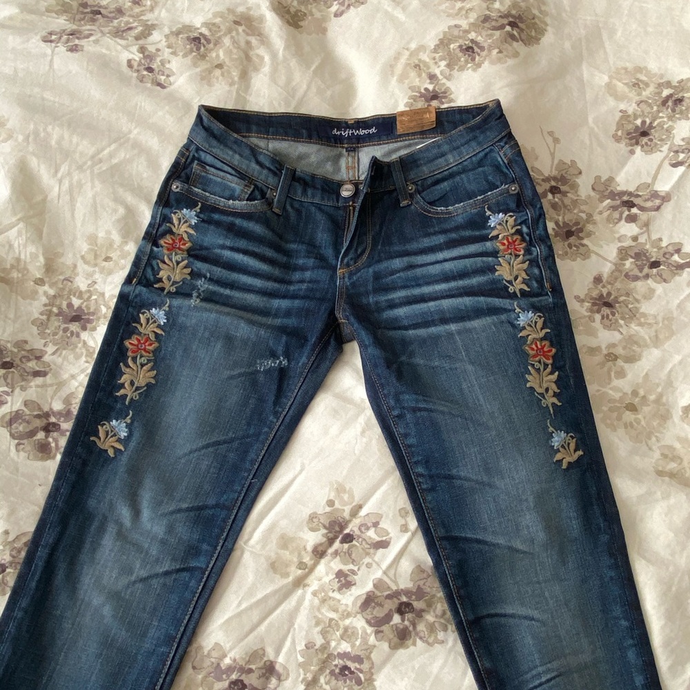 Driftwood embroidered jeans